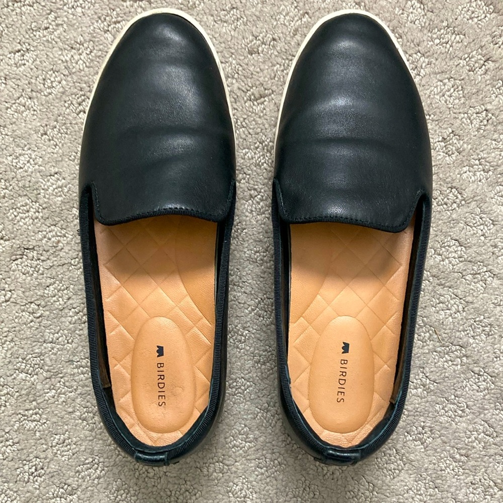 Birdies Shoes The Swift Leather Sneakers Slip Ons Size 7 Black